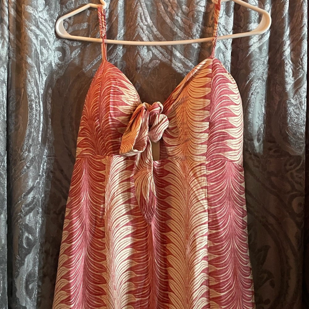 Fashion Nova Pink and Cream Ruffle Dress